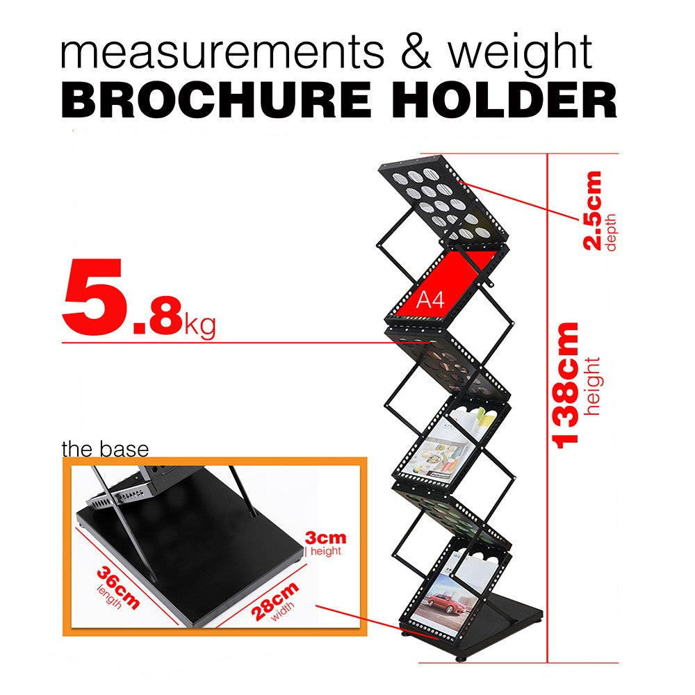 Brochure Holder Stand - BLACK - A4 Size