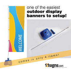 Outdoor Water-Based Flag Pole Stand - White (Up to 3M)